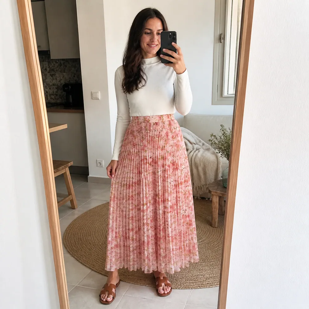 Customer wearing a Tsniout outfit