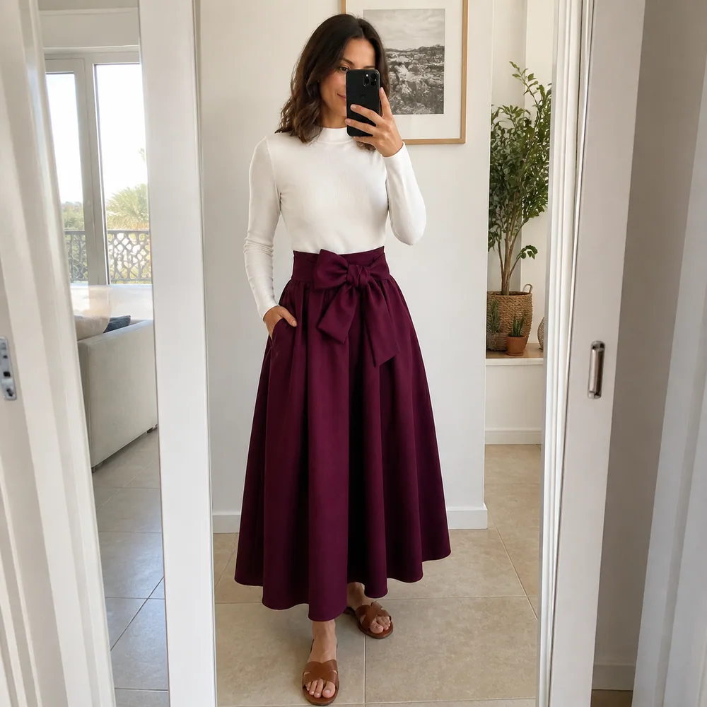Customer wearing a Tsniout outfit