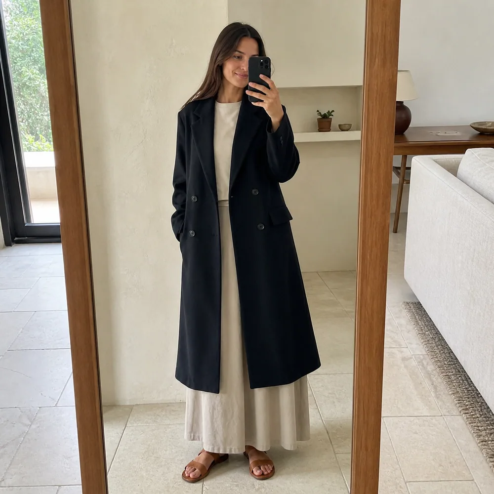 Customer wearing a Tsniout outfit