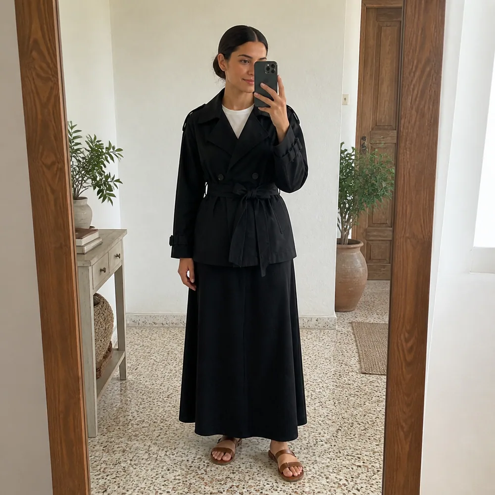 Customer wearing a Tsniout outfit